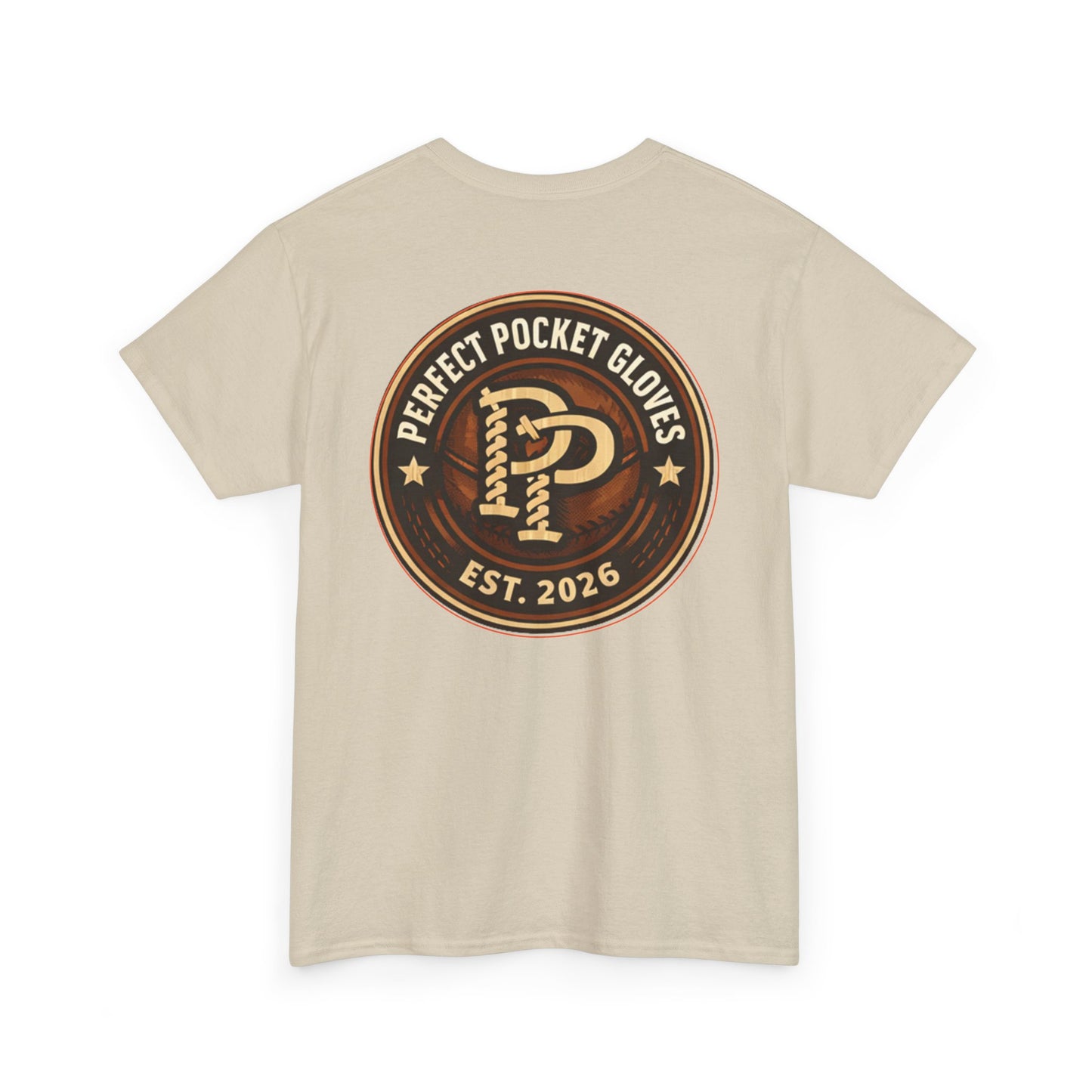 Pocket Patch Tee — Vintage Brown Crest Logo T-Shirt