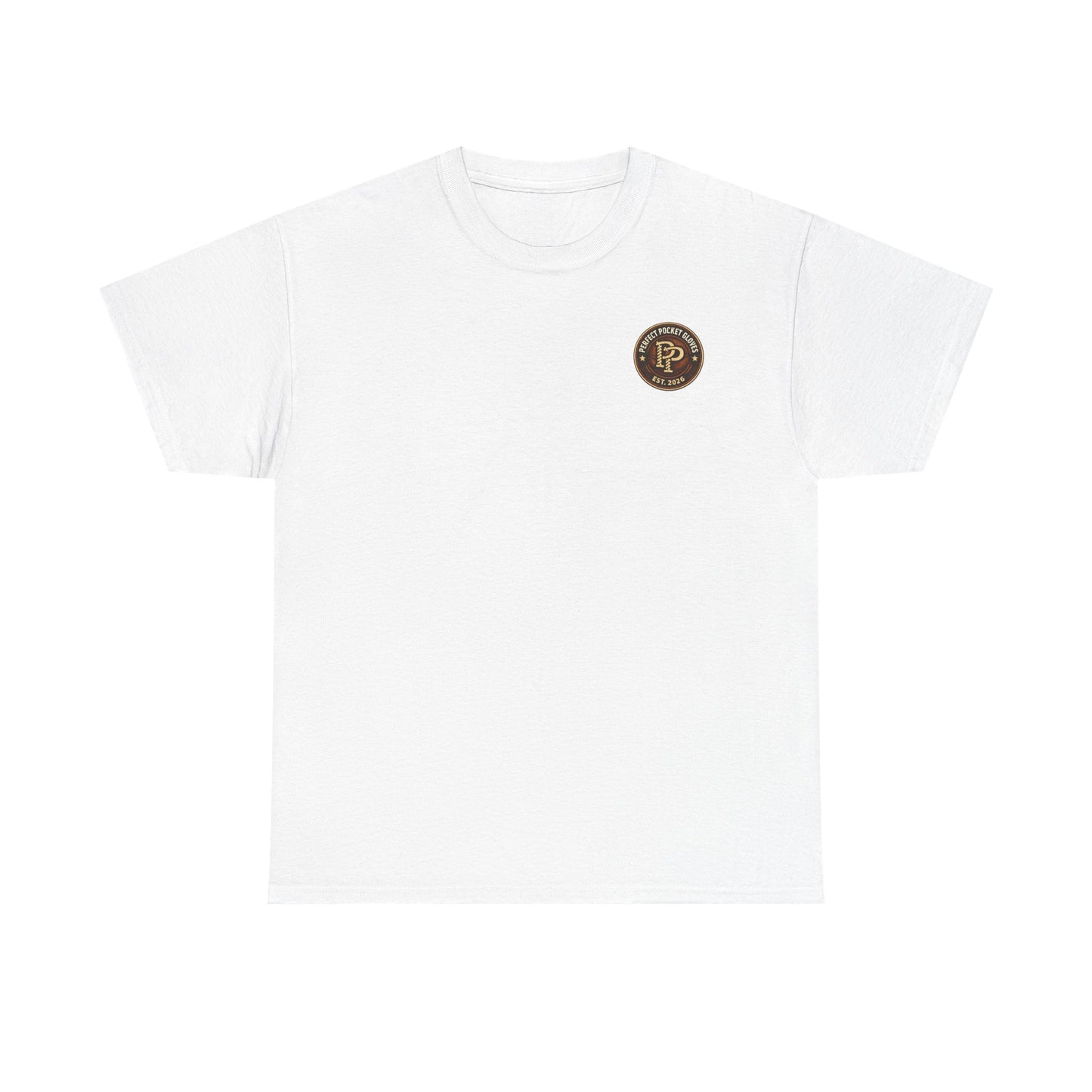 Pocket Patch Tee — Vintage Brown Crest Logo T-Shirt