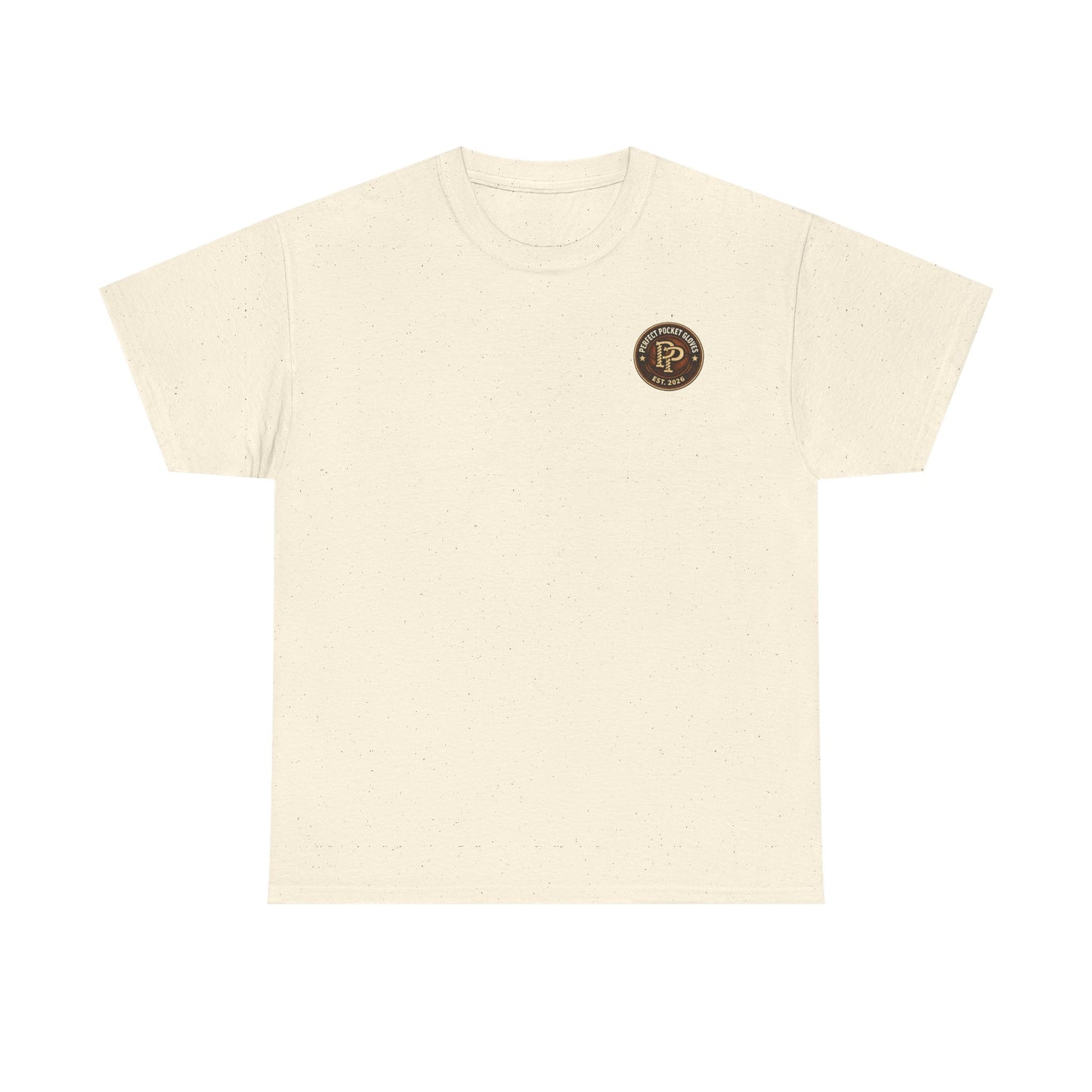Pocket Patch Tee — Vintage Brown Crest Logo T-Shirt