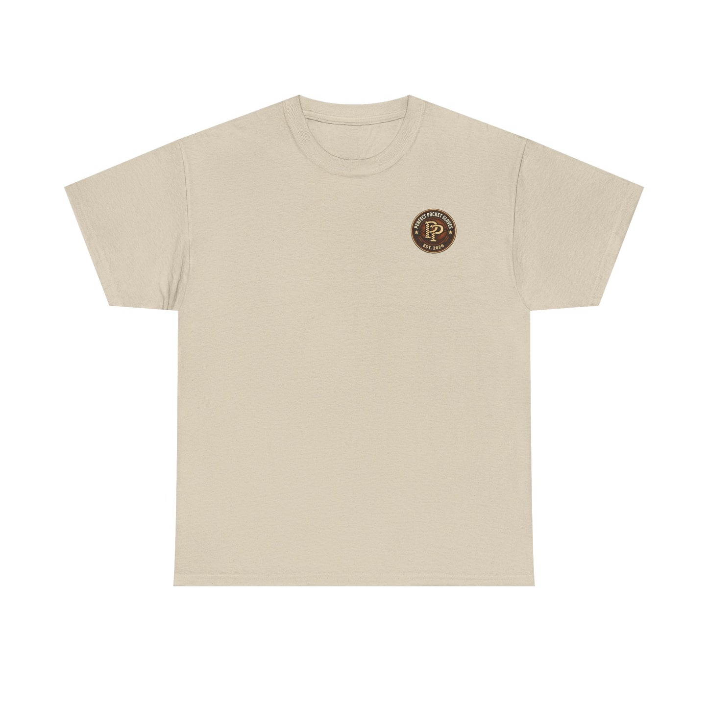 Pocket Patch Tee — Vintage Brown Crest Logo T-Shirt