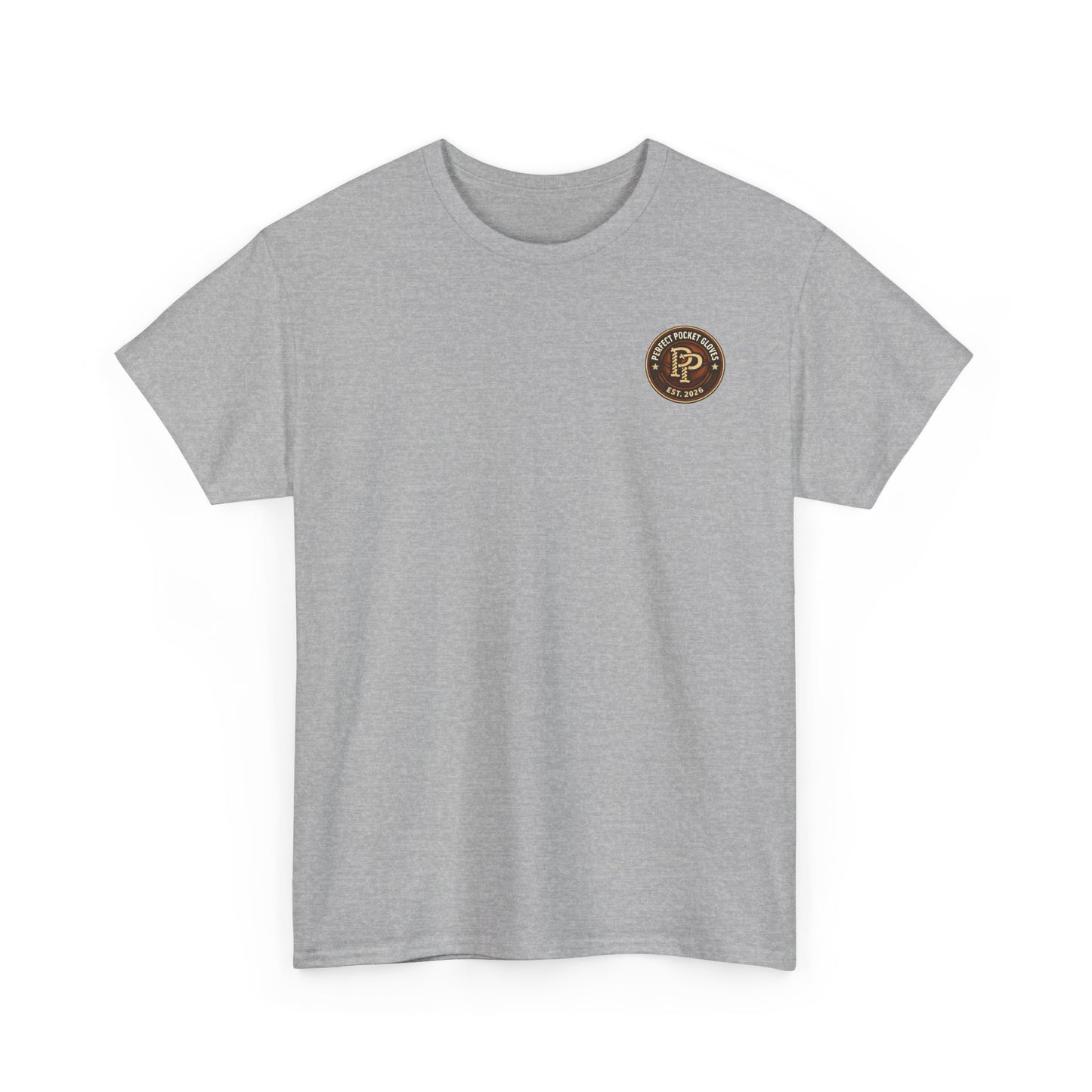 Pocket Patch Tee — Vintage Brown Crest Logo T-Shirt