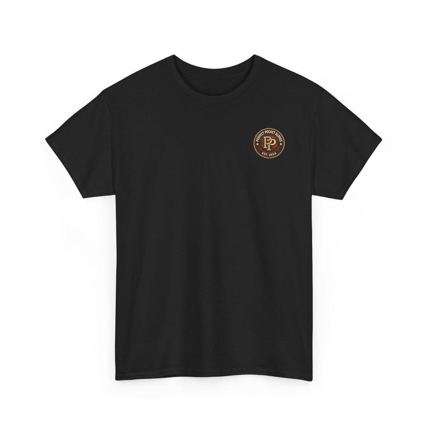 Pocket Patch Tee — Vintage Brown Crest Logo T-Shirt