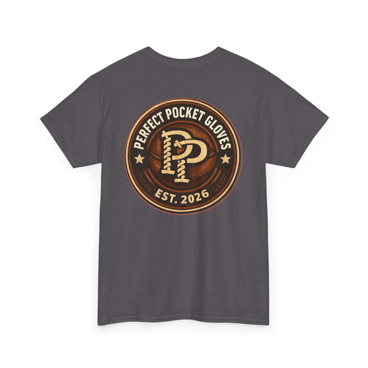 Pocket Patch Tee — Vintage Brown Crest Logo T-Shirt