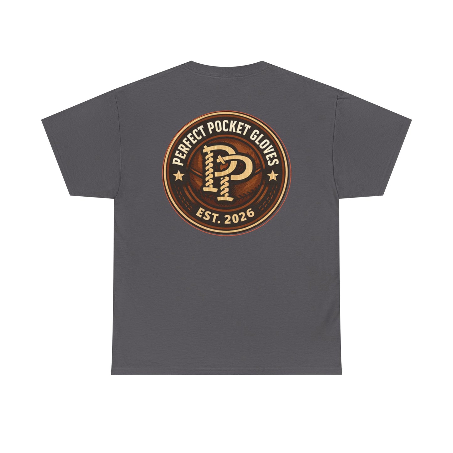 Pocket Patch Tee — Vintage Brown Crest Logo T-Shirt