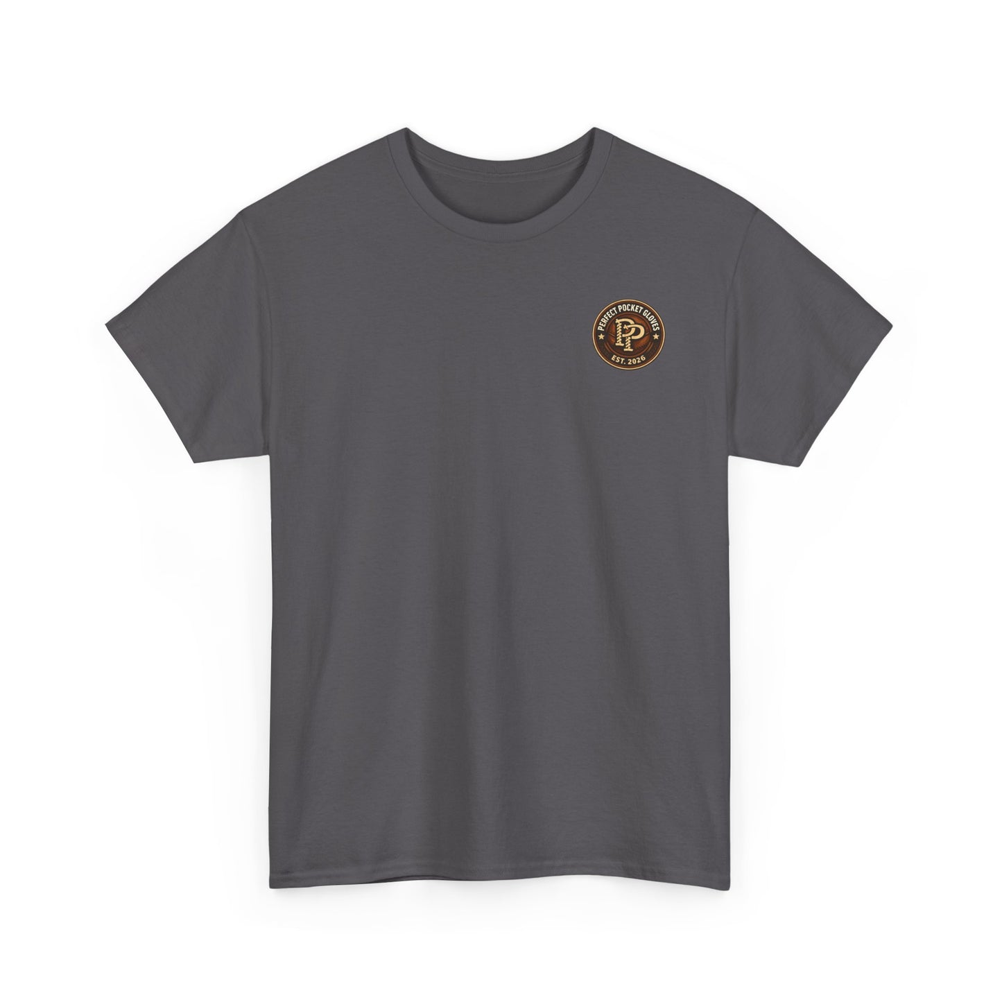 Pocket Patch Tee — Vintage Brown Crest Logo T-Shirt