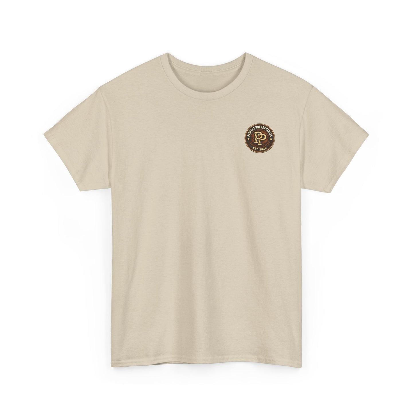 Pocket Patch Tee — Vintage Brown Crest Logo T-Shirt