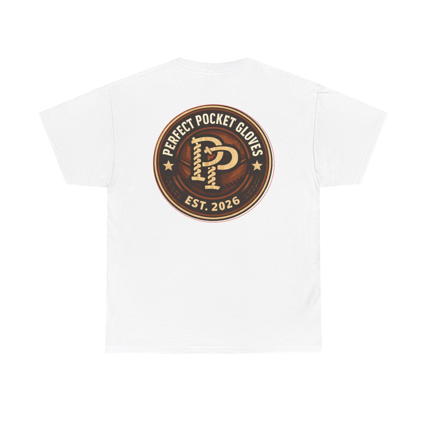 Pocket Patch Tee — Vintage Brown Crest Logo T-Shirt