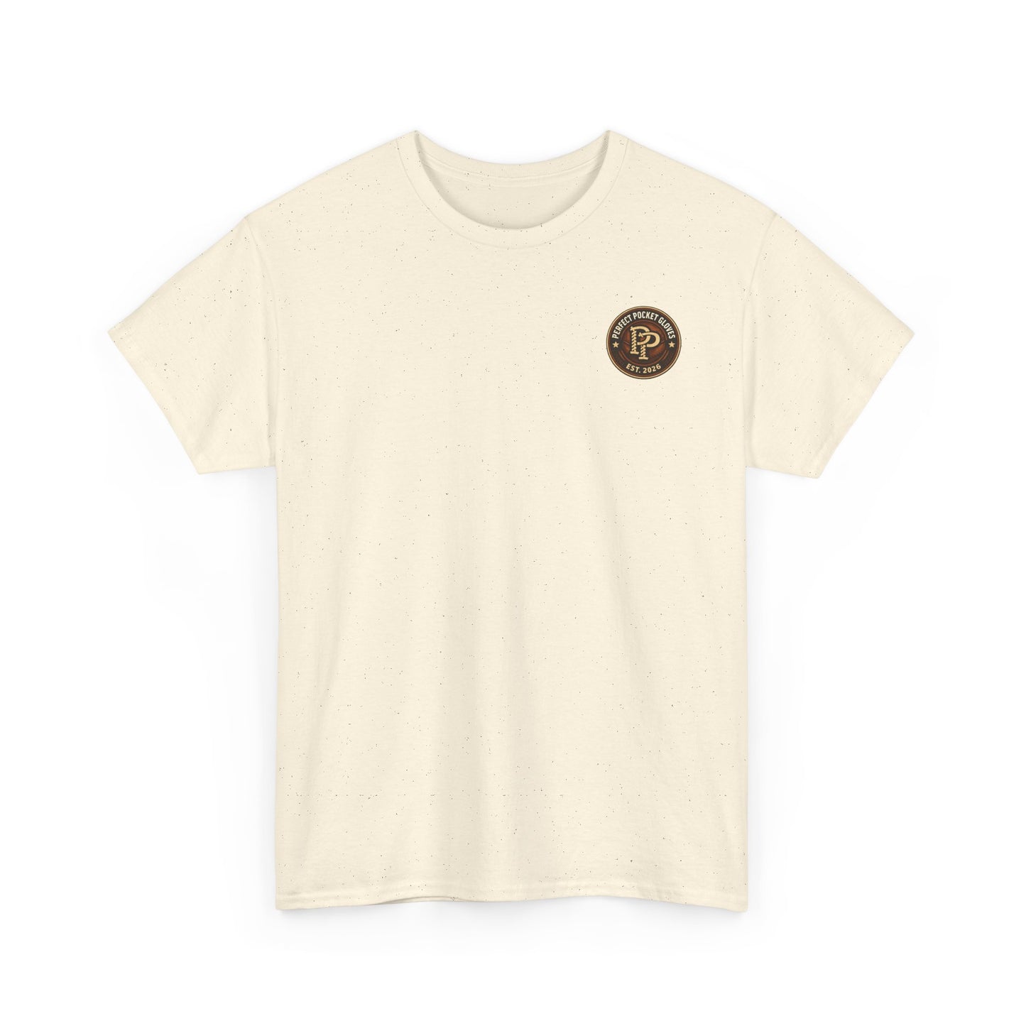 Pocket Patch Tee — Vintage Brown Crest Logo T-Shirt